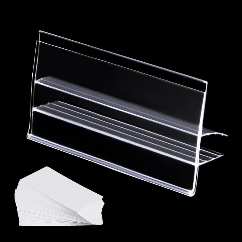 [Australia - AusPower] - 40 pcs Label Holders for Glass Shelving Plastic Label Holder Price Tag Retail Sign PVC Clear Shelf Label Holder for Glass Shelving (Includes 50 Pieces Blank Paper)) 10mm ( 40 pcs) 