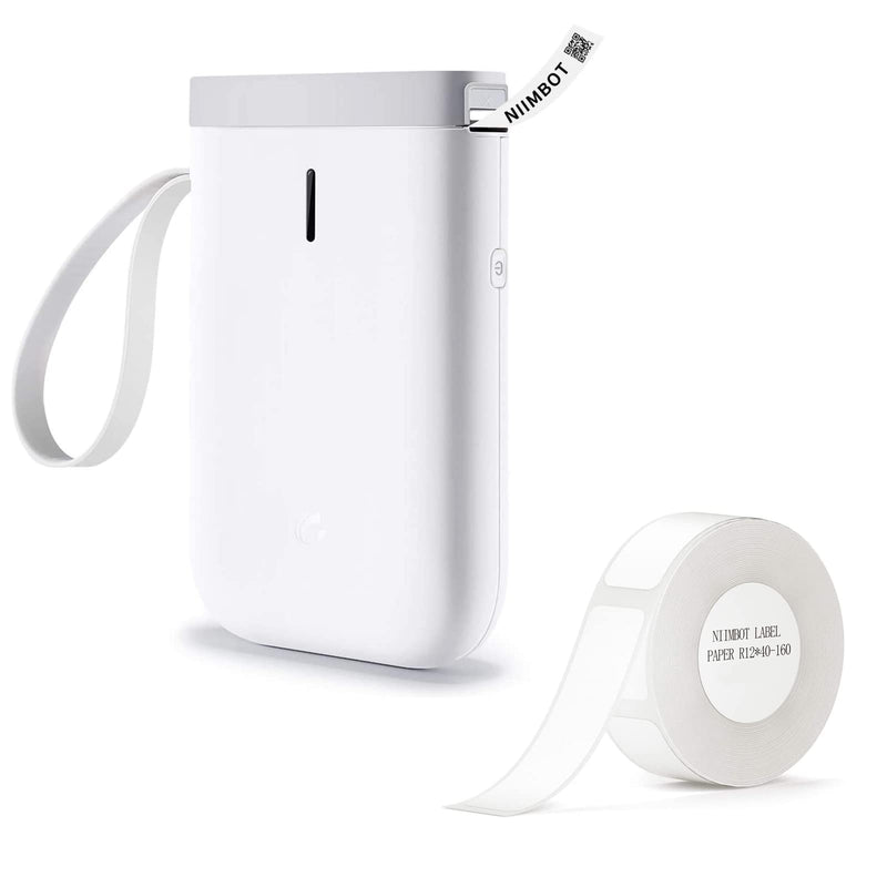 [Australia - AusPower] - Mini Bluetooth Label Maker Machine, Niimbot D11 Portable Wireless Label Printer, with 1 Rolls Tape (White) white 