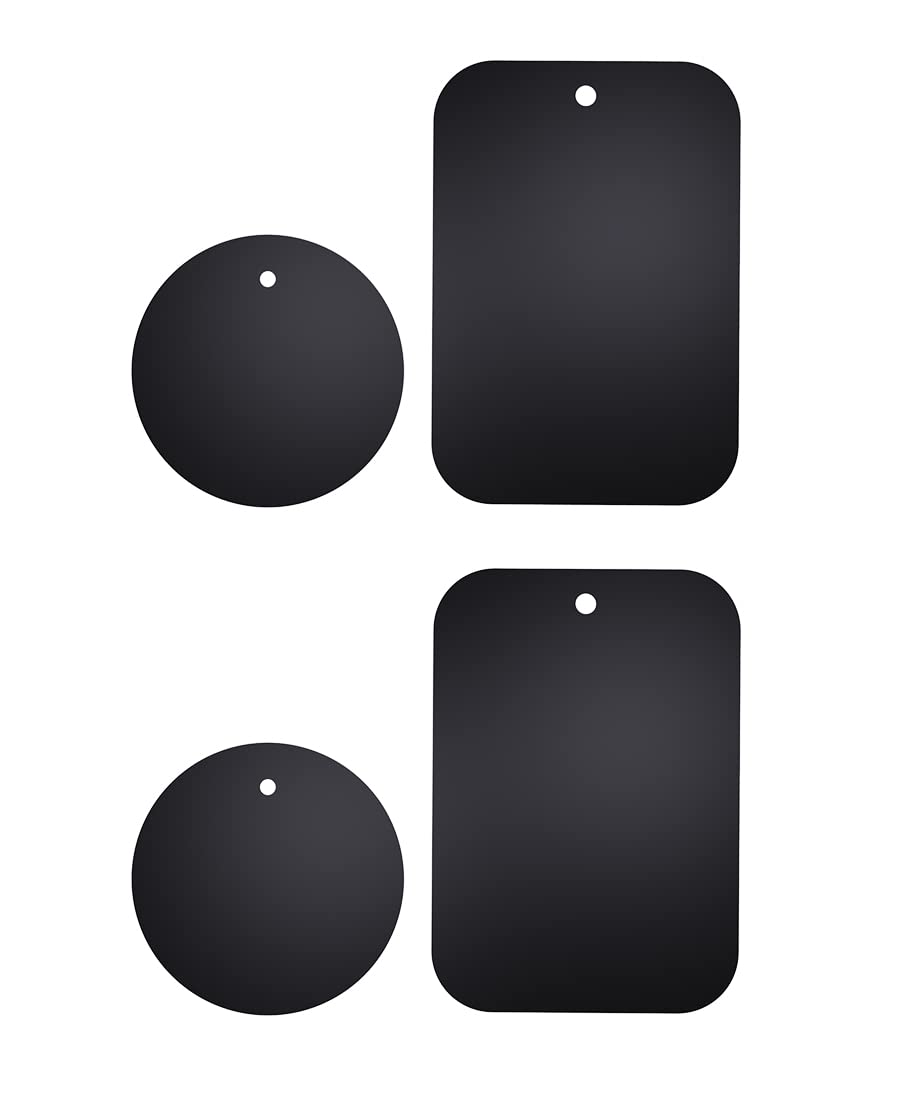 [Australia - AusPower] - XSFOO Universal Metal Plate 4 Pack for Magnetic Phone Car Mount Holder Cradle with Adhesive (Compatible with Magnetic Mounts) - 2Rectangle and 2Round, Black 