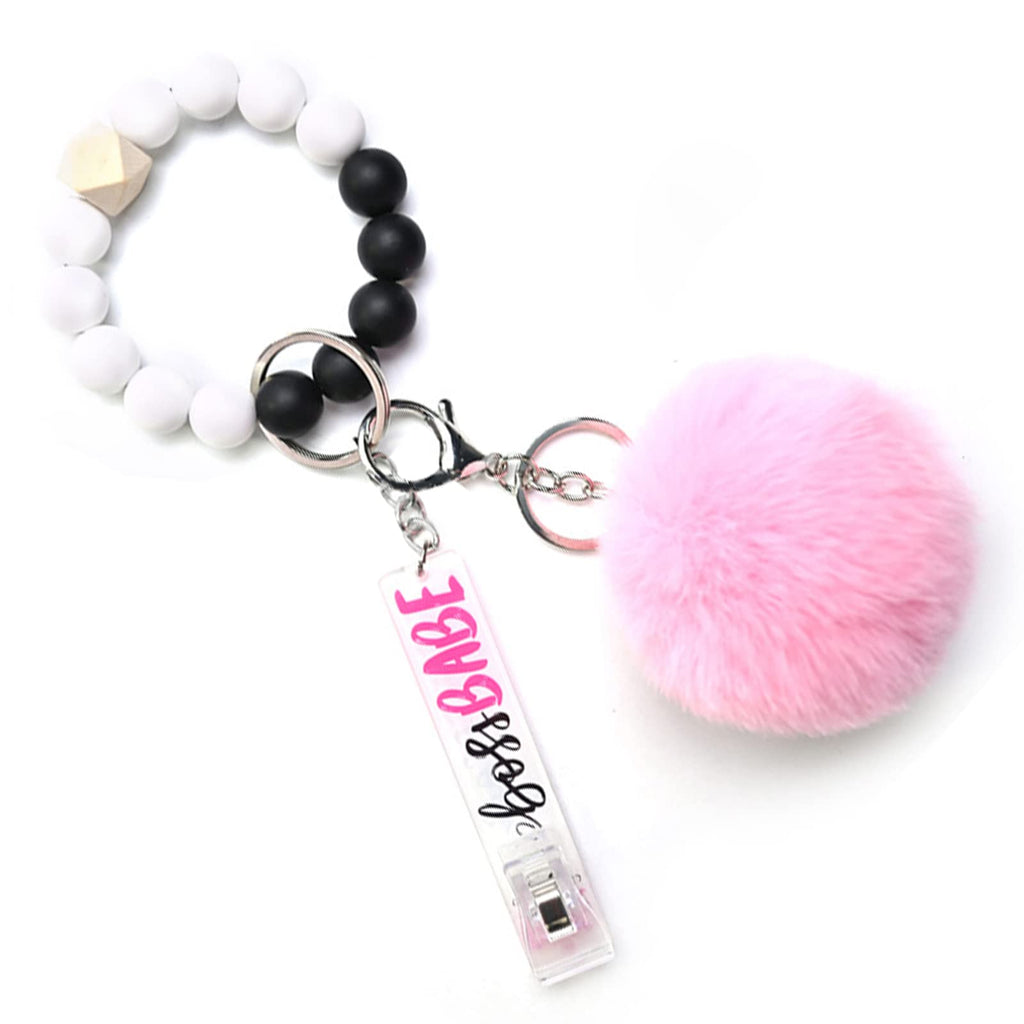 [Australia - AusPower] - Credit Card Puller For Long Nails Silicone Beads Bracelet Keychain Card Grabber Credit Card Puller ATM Card Puller Card Grabber for Long Nails Keychain with Pom Pom Ball and Plastic Clip 