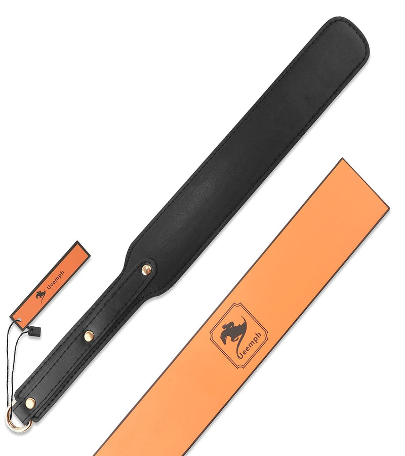 [Australia - AusPower] - Ueemph 18 inch Riding Crop for Horses,Black Leather Paddle,Super Durable Rug Paddles,Equestrianism Crops 