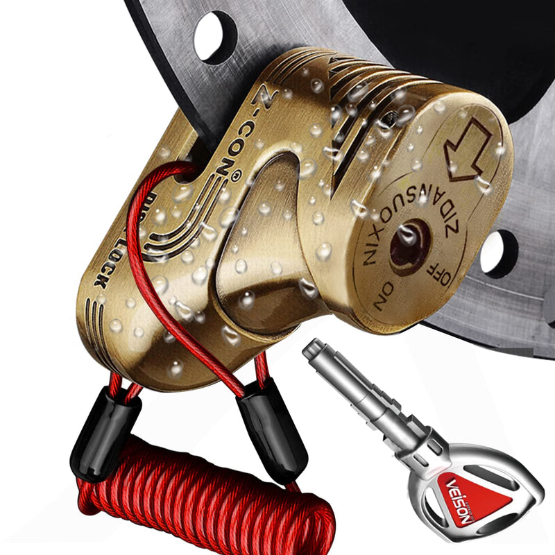 [Australia - AusPower] - Motorcycle Locks Heavy Duty Anti Theft,Cable Locks with Combination,Heavy Duty Bike Lock with Key Seatylock,Mini Lock,Wheel Disc Lock,Disk Brake Lock Accessories for Adult Bikes and Cables Gold 