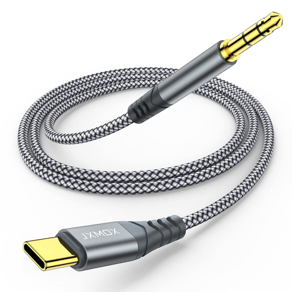 [Australia - AusPower] - USB C to 3.5mm Audio Aux Jack Cable (4ft 2-Pack),JXMOX Type C to 3.5mm Headphone Car Stereo Cord Compatible with Samsung Galaxy S22+ S21 S20 Ultra Note 20 10 Plus,Google Pixel 4 5 XL,iPad Pro (Grey) Grey 