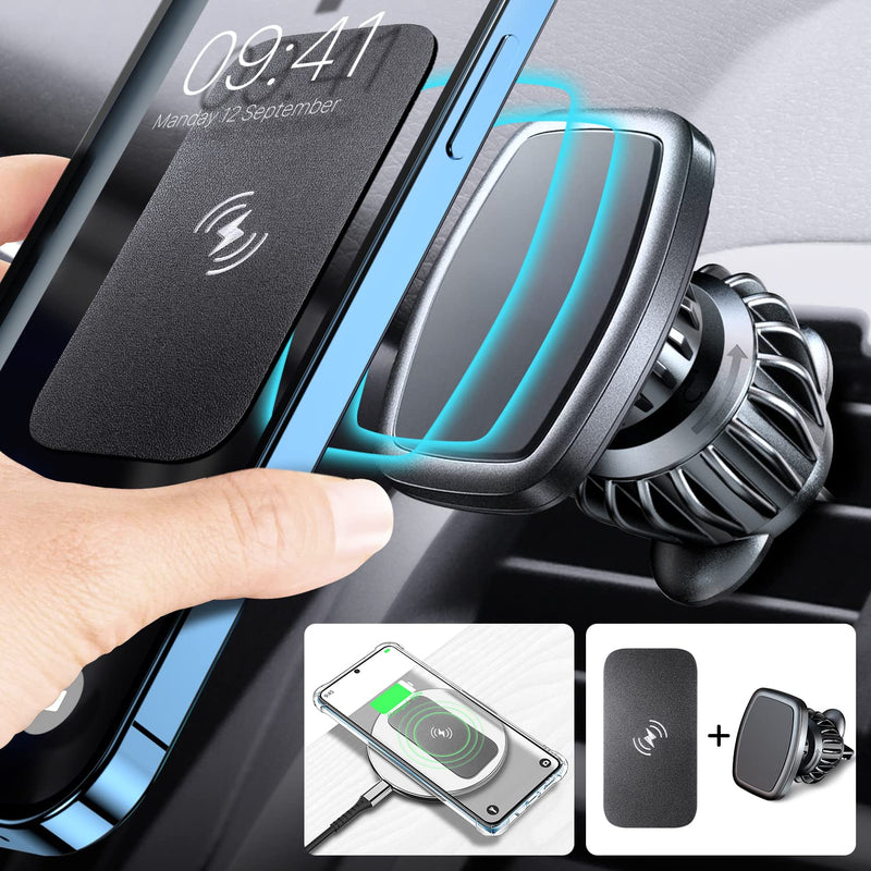 [Australia - AusPower] - eSamcore Cell Phone Magnet Sticker Allows Wireless Charging, Comes with Magnetic Phone Mount for car, Soft Magnetic Plate for car Phone Holder Mount Vent Clip Compatible with Samsung Galaxy iPhone 