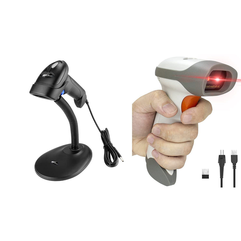 [Australia - AusPower] - Handheld USB 1D Barcode Scanner with Stand & Bluetooth Barcode Scanner, 3 in 1 Automatic Wireless Barcode Scanner CCD Bar Code Reader for Store, Warehouse POS, Computer, Tablet, iPhone, iPad, Android 