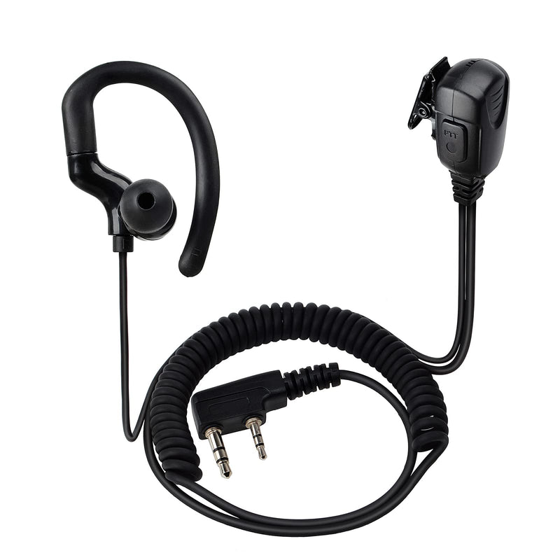 [Australia - AusPower] - HYSHIKRA G Shape Earpiece, Headset Coil Cable with PTT and Speaker Mic for BaoFeng UV-5R 5RA 5RB 5RC 5RD 5RE 5REPLUS 3R+ Kenwood Retevis Two Way Radio Accessories (Fit Right Ear Only) 