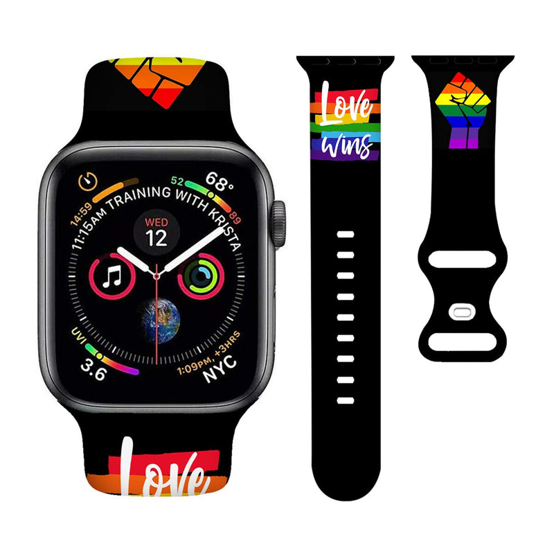 [Australia - AusPower] - LGBT Pride Watch Band Rainbow Smartwatch bands Compatible with Watch 38/40/42/44mm Soft Silicone Strap Replacement for Series 7/6/5/4/3/2/1/SE L2 38/40mm 