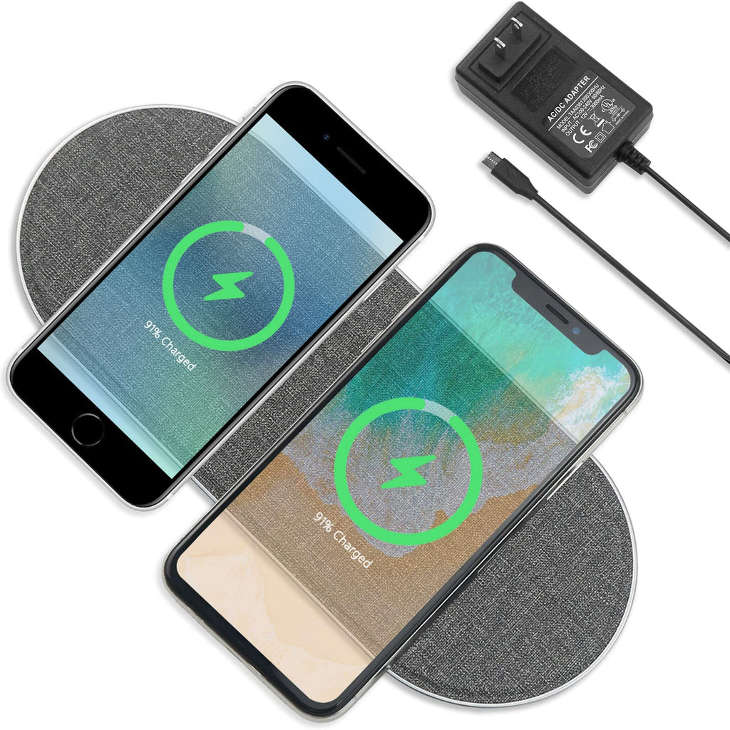 [Australia - AusPower] - Wireless Charger, 2 in 1 Wireless Charger Pad,5 Coil Fast Wireless Charger Compatible with iPhone 13/12/11/X/8 Plus, AirPods Wireless/Pro with Adapter 