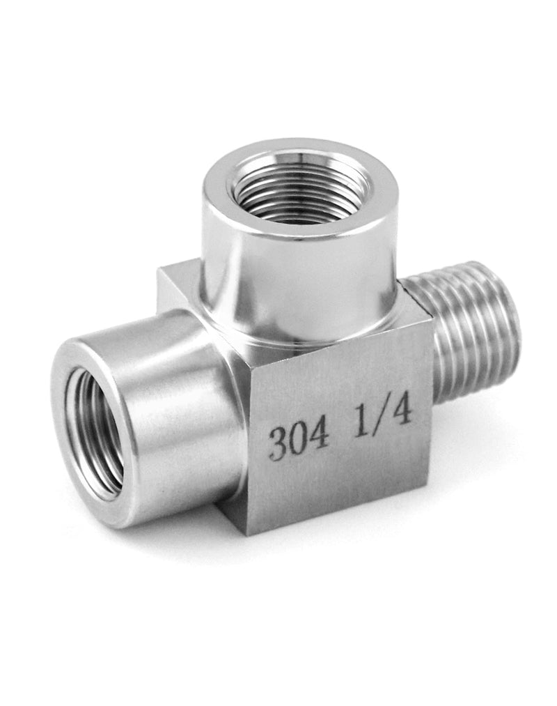 [Australia - AusPower] - QWORK Stainless Steel Pipe Fitting, 1/4" NPT Male x 1/4" NPT Female x 1/4" NPT Female, Male Run Tee, Street tee 1/4 inch Male x Female x Female 