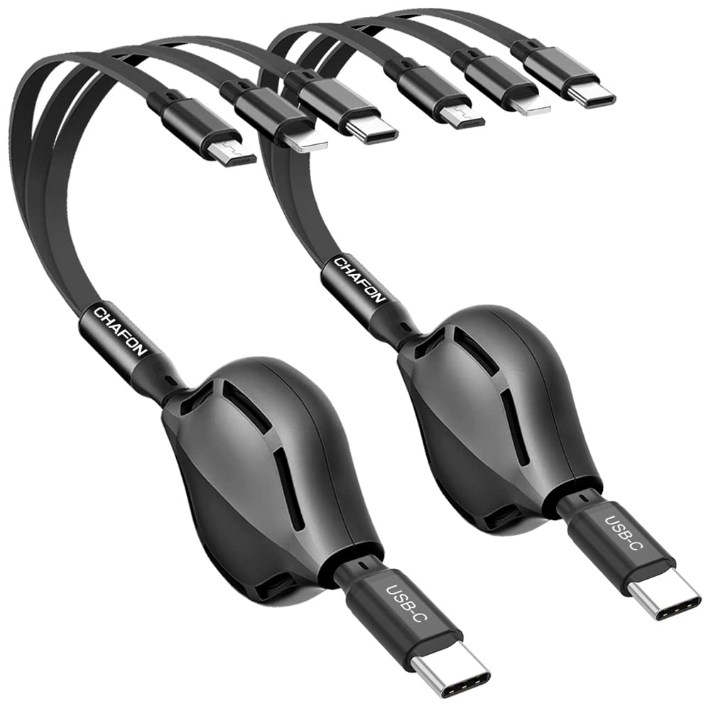 [Australia - AusPower] - CHAFON Multi Retractable Charger Cord,2Pack 3-in-1 USB C Charging Cable for IP/Type-C/Micro USB Compatible with Cell Phones/Tablets/Samsung Galaxy/Pixel/Sony/LG/HTC (USB C Input) 