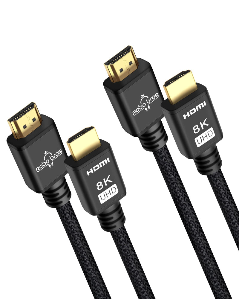 [Australia - AusPower] - 8K HDMI Cable 2 Pack 6ft,8K HDMI 2.1 Cable (8K@60Hz 7680x4320,4K@120Hz),Supports 48Gbps eARC HDCP 2.2 & 2.3 HDR10 Compatible with MacBook pro 2021 PS5 PS4 Xbox Roku UHD TV Blu-ray Projector Black 8K-2Pack-6FT 