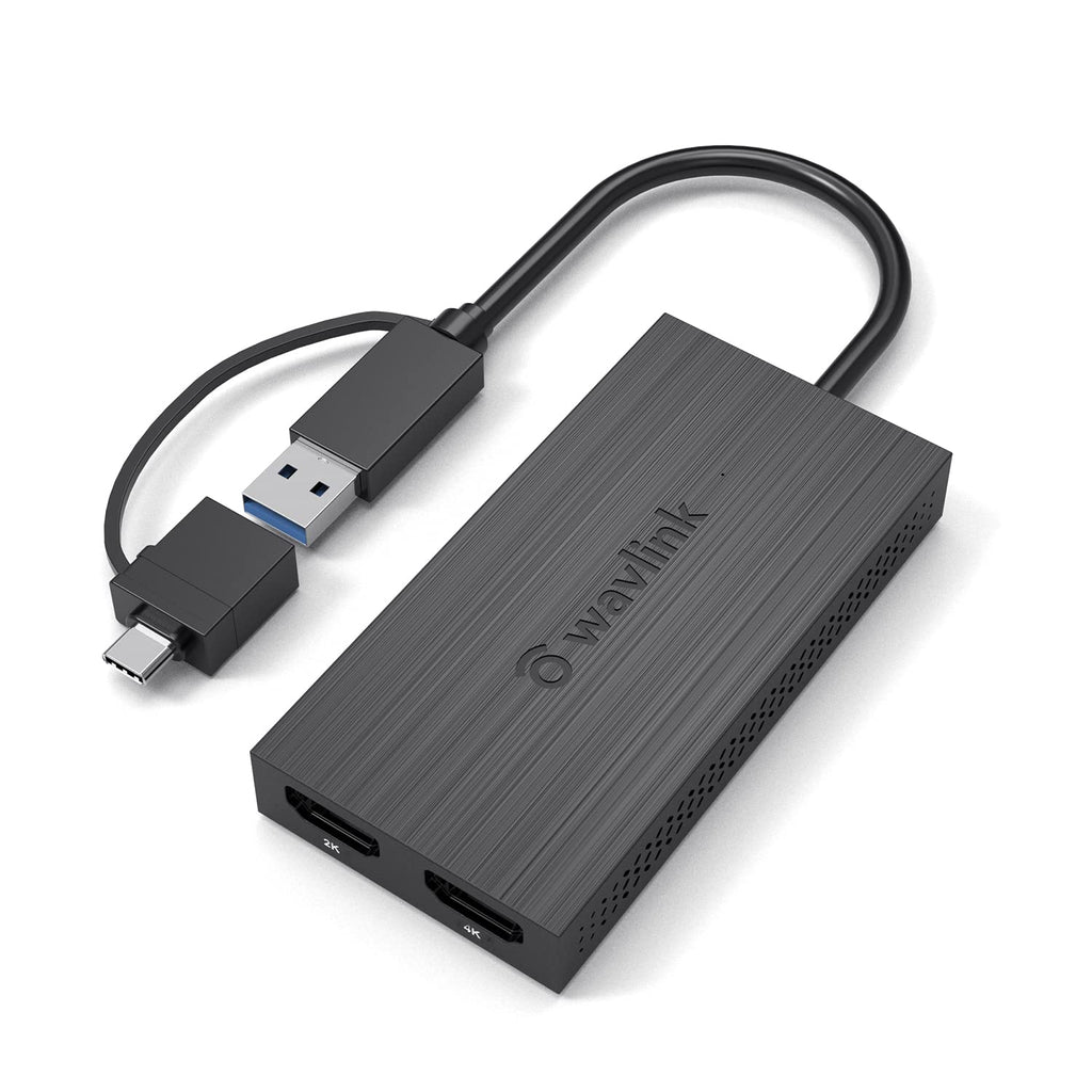 [Australia - AusPower] - WAVLINK USB 3.0 to HDMI for Dual Monitors, USB C to HDMI Universal Video Graphics Adapter, 4K@30Hz, 1080p@60Hz, Thunderbolt 3/4, for Windows 7/8/8.1/10/11, Mac OS 10.10x or Above, Chrome OS, Android USB to 2 HDMI 