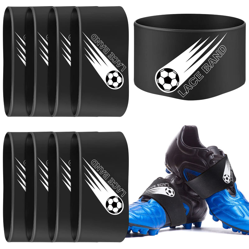 [Australia - AusPower] - Jecery Youth Lace Bands Soccer Cleat Lace Protector Cleat Covers Elastic Shoe Laces Rubber Shoe Covers Soccer Equipment Accessories for Soccer Sports Cleats Occasion Black 20 