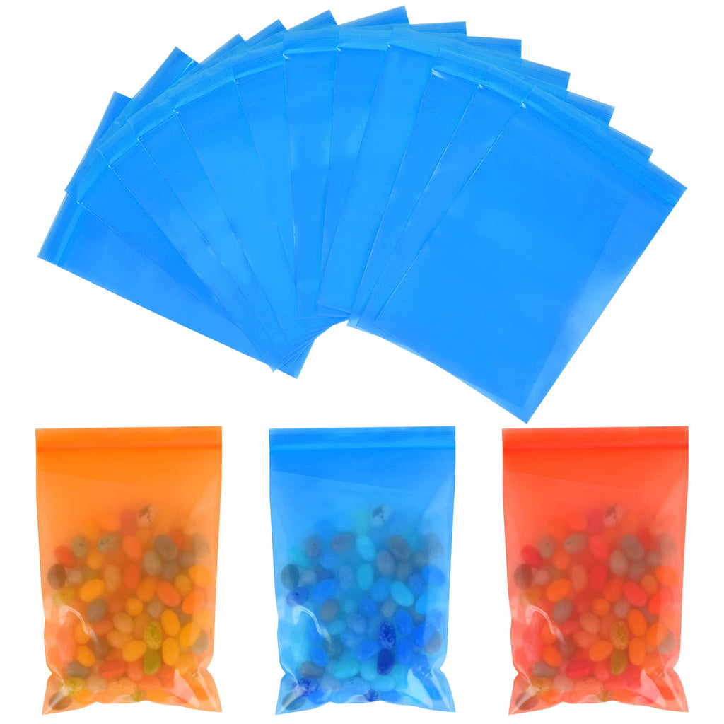 [Australia - AusPower] - 2 Mil Clear Plastic Reclosable Zip Poly Bags red blue orange Poly bags with Resealable stand out Zip Top Lock for Travel, Storage, Packaging & Shipping. (BLUE, 4*5.7) 