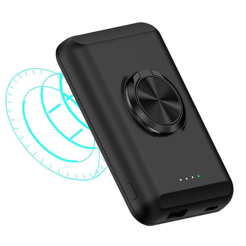 [Australia - AusPower] - Magnetic Wireless Power Bank, 5000mAh Portable Charger, with Finger Holder, Stronger Mobile Phone Magnet, Unique Magnetic Attraction Technology, Compatible with iPhone 12/12 Pro Max 