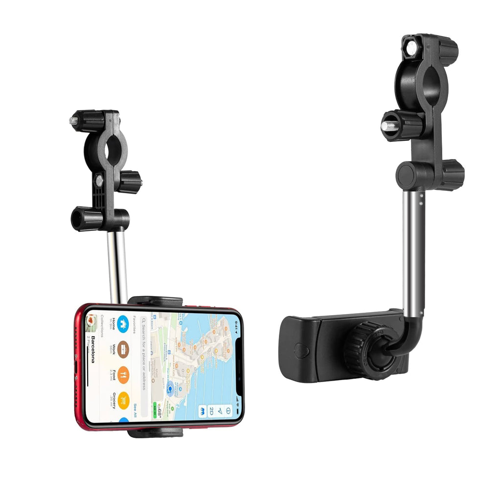 [Australia - AusPower] - 360° Rearview Mirror Phone Holder for Car, 2 Packs Retractable and Foldable Car Cell Phone Mount Holder, Suitable for Any Mobile Phone and Car, Black/Pink 