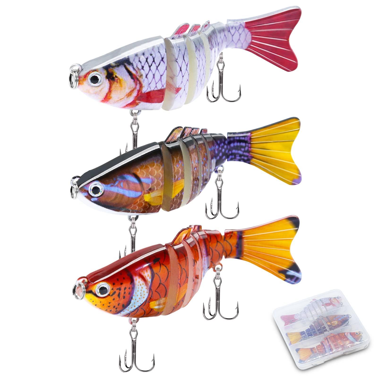  Fishing Lures, Full-Size Multi Jointed Swimbait, Slow  Sinking Segmented Bass Fishing Lure, Swimming Fishing Lure Freshwater Or  Saltwater, Perch Pike Walleye Striped Bass Lures, Fishing Bait Kit