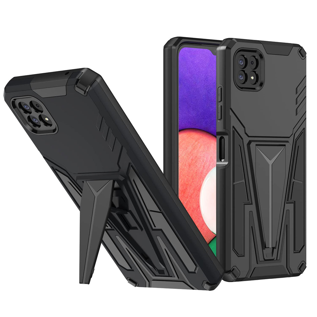 [Australia - AusPower] - MAKAVO for Boost Mobile Celero 5G Phone Case with Stand, Hybrid Dual Layer Heavy Duty Military Grade Protective Cover [Skin-Like Touch] with Hidden Kickstand for Magnetic Car Holder (Black) Black 