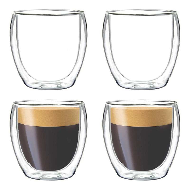 [Australia - AusPower] - Youngever 4 Pack Espresso Cups, Double Wall Thermo Insulated Espresso Cups, Glass Coffee Cups, 3.5 Ounce 