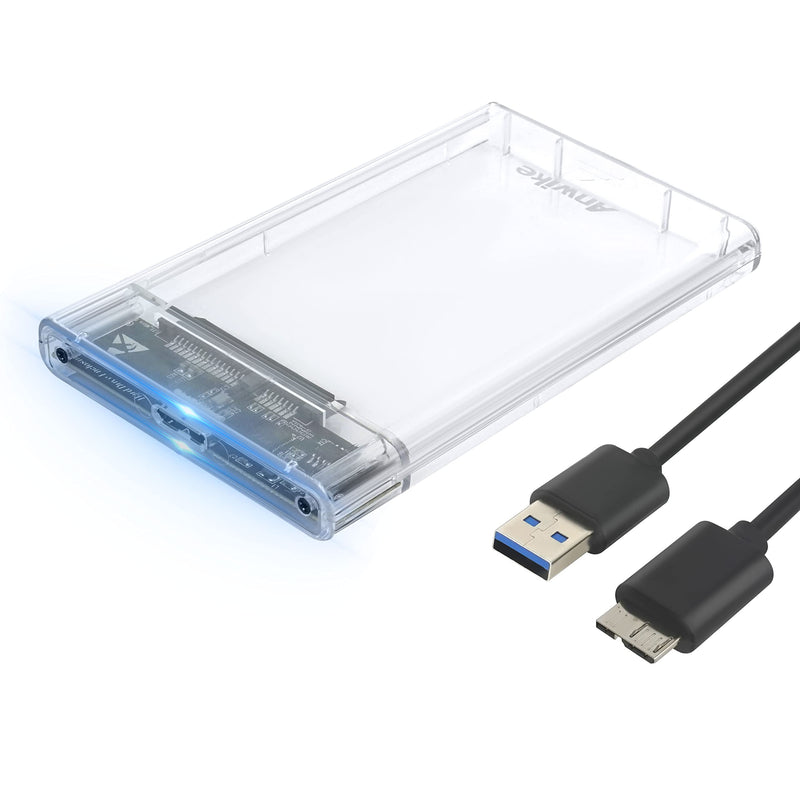 [Australia - AusPower] - 2.5 Inch USB 3.0 to SATA External Hard Drive Enclosure Portable Hard Disk Case for 7mm 9.5mm SATA HDD SSD Suppor Max 4TB Tool Free White 