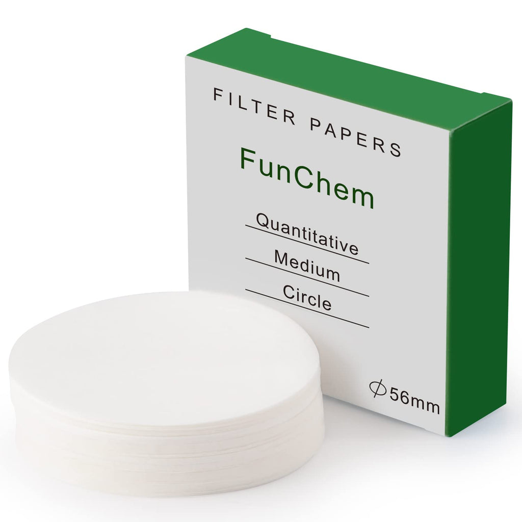 [Australia - AusPower] - FunChem Quantitative Filter Paper Circles, 56 mm Diameter Cellulose Lab Filter Paper, 20 Micron, Medium Filtration Speed, Pack of 100 56mm 