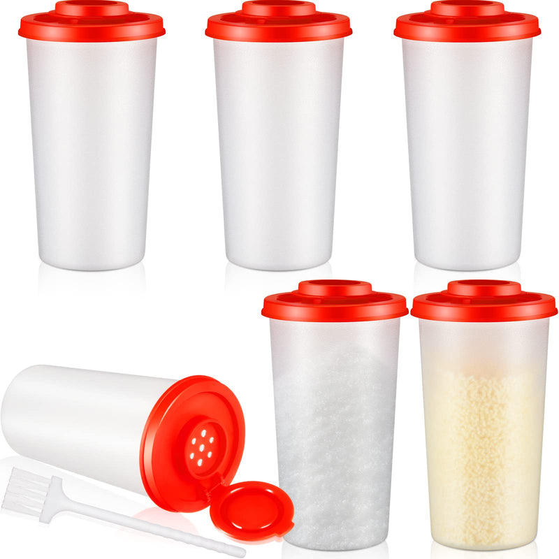 [Australia - AusPower] - 6 Pcs Salt and Pepper Shakers Set Plastic Salt Shaker Clear Travel Spice Kit Airtight Camping Spice Containers Salt and Pepper Holder Plastic Spice Jars with Shaker Lids Red Covers for Kitchen 