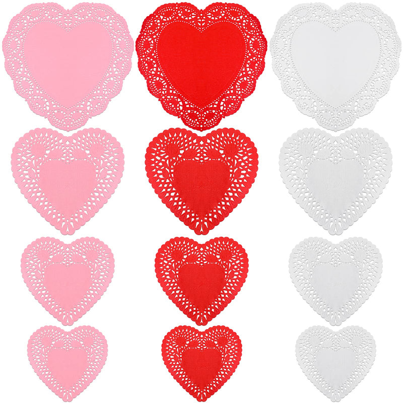 [Australia - AusPower] - 300 Pieces Valentine Heart Doilies Set Valentine's Heart Paper Doilies Heart Shaped Paper Doilies Doilies Crafts for Valentine's Day Wedding Party Decoration 