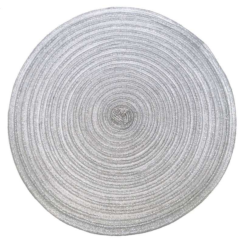 [Australia - AusPower] - ADIDO EVA Round Placemats Set of 4 Heat Resistant Braided Place Mats 11.8 inch for Kitchen Table Silver 11.8 Inch Diameter 