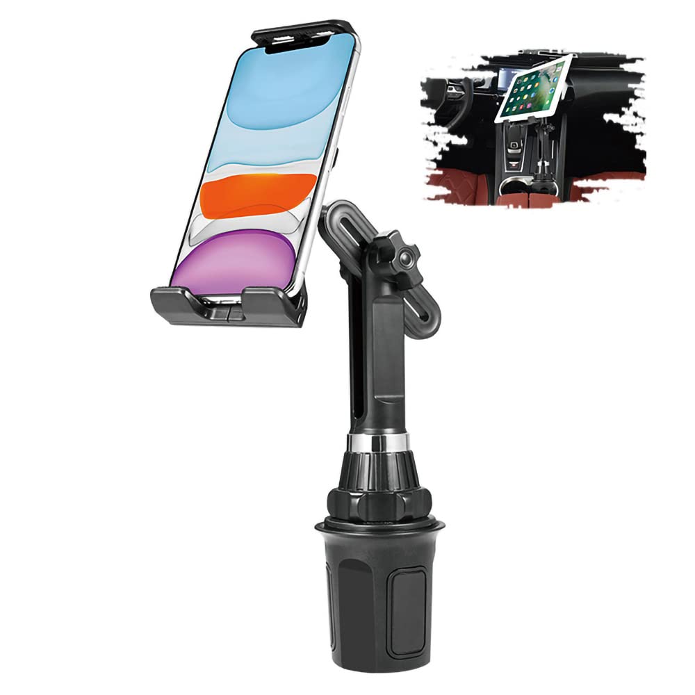 [Australia - AusPower] - Wekttznol 【Upgraded】【Height Adjustable Pole】 Cup Holder Phone Mount&Tablet Holder, Car Cup Holder Phone Mount Cradle Compatible with iPhone Samsung and All Mobile Devices Under 8.6" 