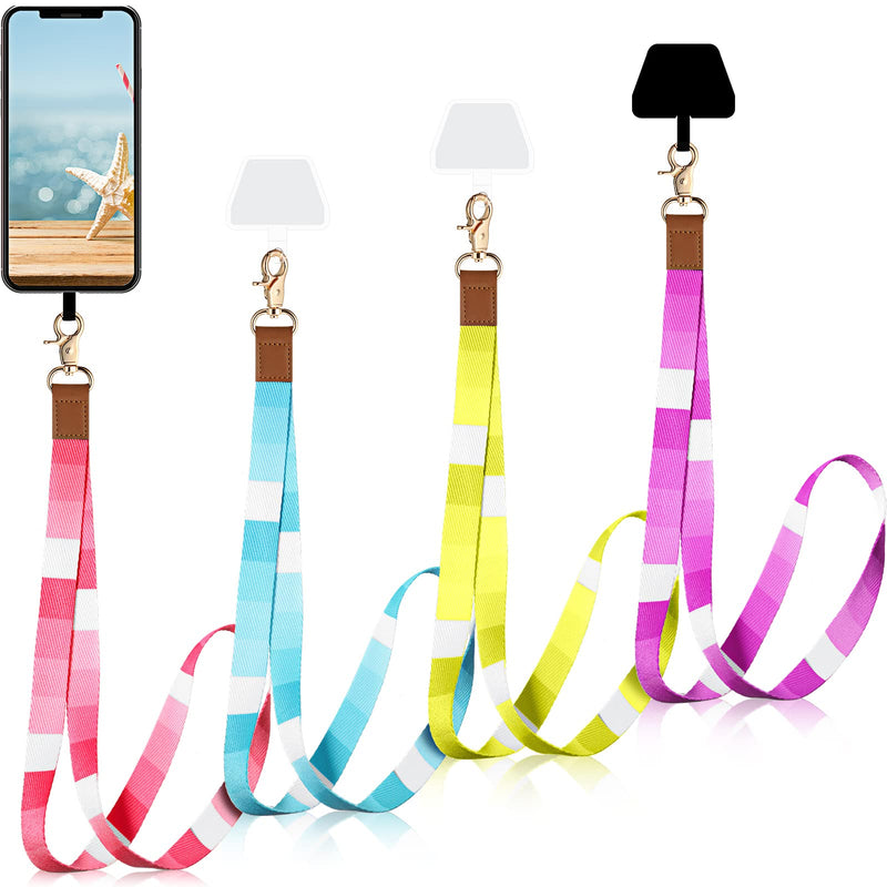 [Australia - AusPower] - 4 Pieces Universal Cell Phone Lanyards Straps for Around The Neck with 4 Pieces Pads for Phone Case Keys ID Compatible with iPhone Samsung and Most Smartphones 