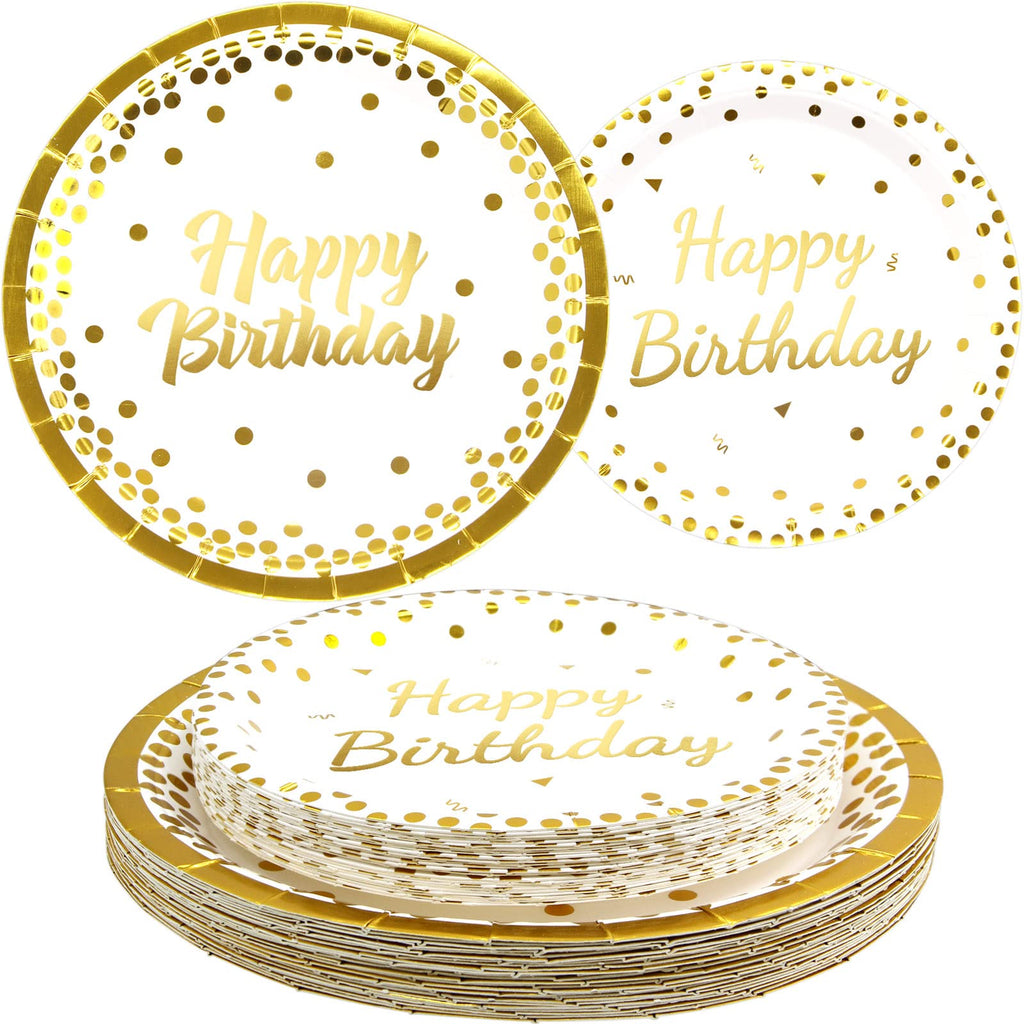 [Australia - AusPower] - Birthday Plates Happy Birthday Party Plates Party Supplies Disposable Paper Dinnerware 24 Pcs 9 inch 7 inch 