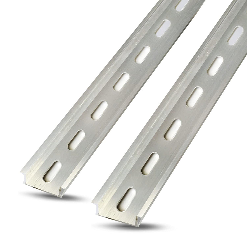 [Australia - AusPower] - 2 Piece DIN Rail Slotted for Hardware Components Mounting, Aluminum Din Rails with RoHS - 13 Inches Long, 35mm Width, 7.5mm Height 