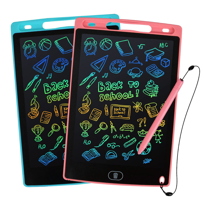 [Australia - AusPower] - LCD Writing Tablet, 2 Packs Drawing Pads for Kids 3 4 5 6 Years Old 8.5 Inch Colorful Lines Doodle Scribble Boards Educational Toys for Boys Girls Pink+Blue 
