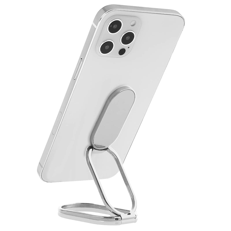 [Australia - AusPower] - GreatQIQI Cell Phone Ring Stand Holder, 360° Oval Foldable Swivel Phone Stand Metal Back Ring Grip Double Ring Finger Kickstand for Magnetic Car Mount iPhone iPad All Smart Phones Tablets (Silver) Silver 