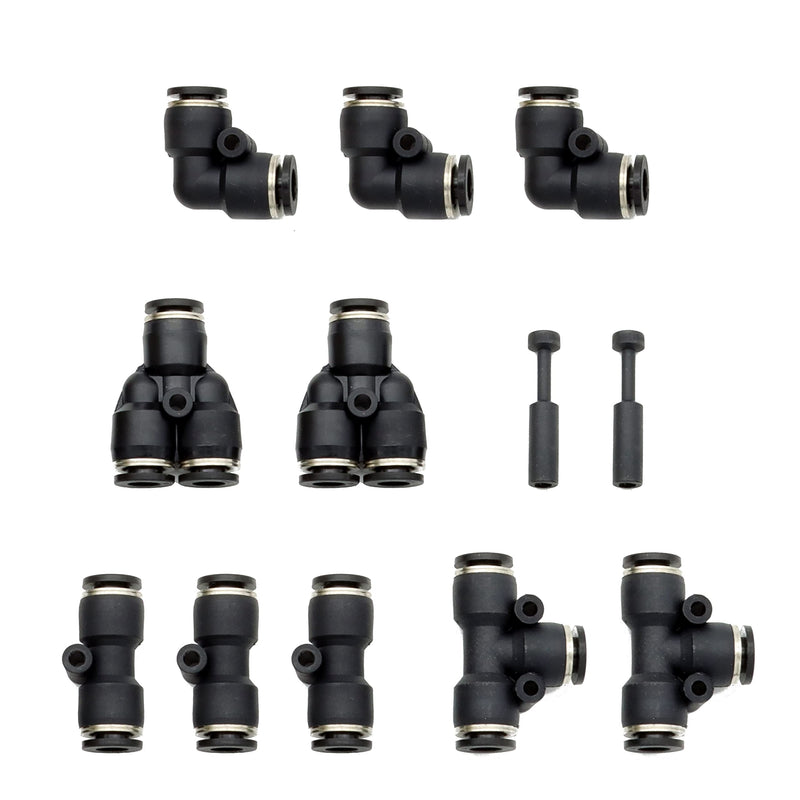 [Australia - AusPower] - 1/4" Tube OD Air Quick Connect Push in to Connect Fittings (Pack of 12) 
