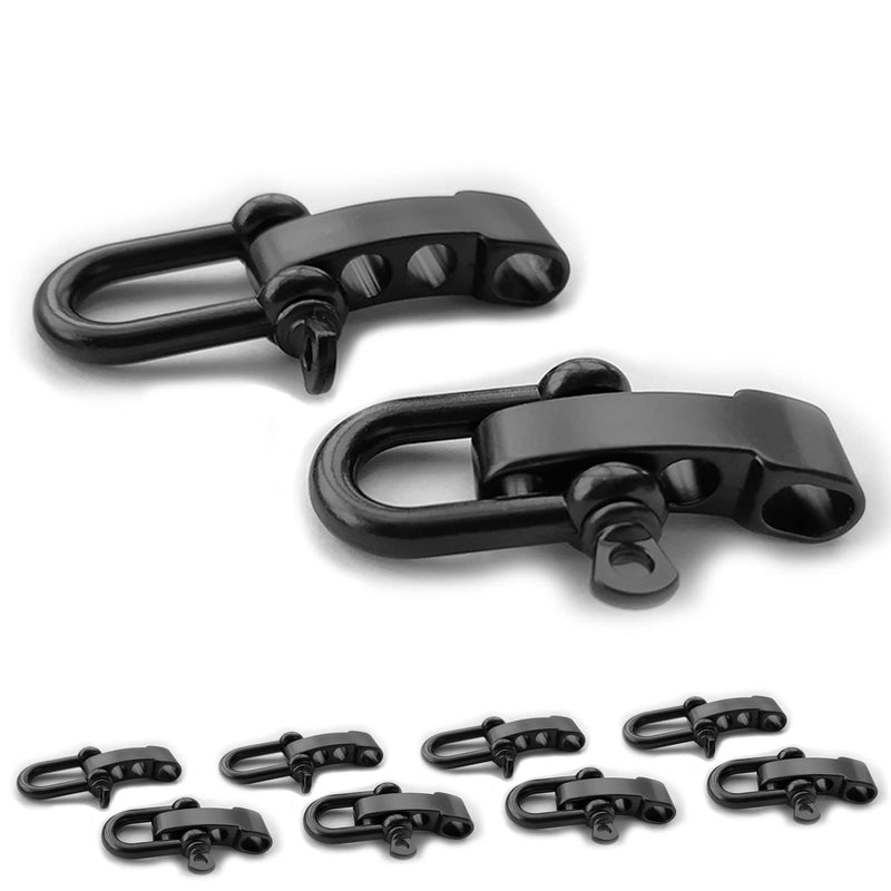 [Australia - AusPower] - 10 Pcs Paracord Bracelet Buckles Black Adjustable U Buckle Clip for Outdoor Survival Bracelet Wrist Strap U Shackles 