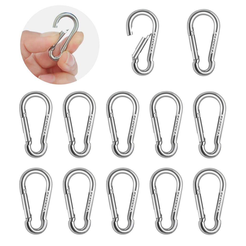 [Australia - AusPower] - Small Carabiner Clip,12 PCS Mini Carabiner,Stainless Steel Spring Snap Hooks,1.57 Inch Caribeener Clips for Rope Flag Pole (1.57inch-12PCS) 1.57inch-12PCS 