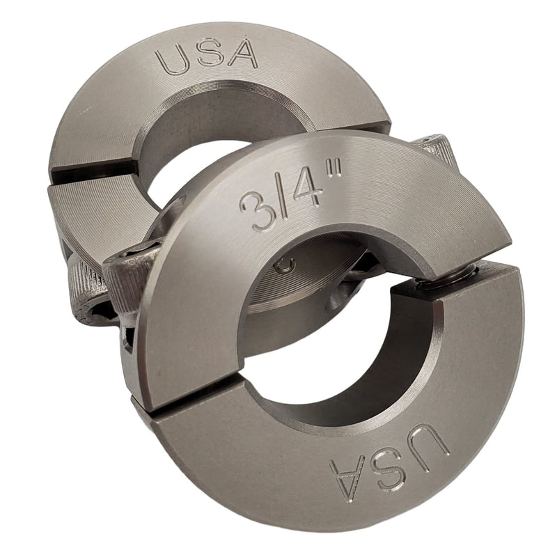 [Australia - AusPower] - Coastal Shaft Collars - 0.75" Bore Diameter - Clamping Two Piece Shaft Collar - 303 Stainless Steel (2 Pack) 2 