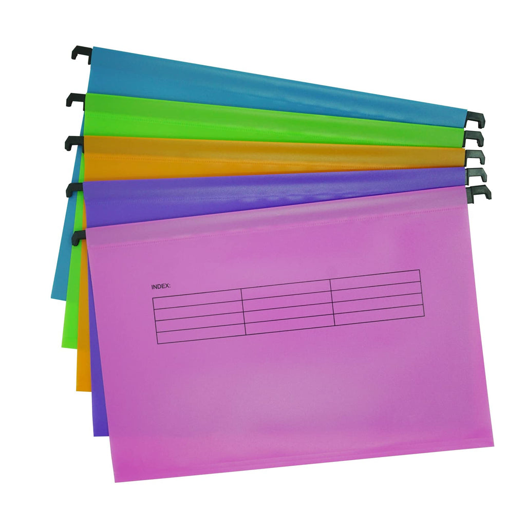 [Australia - AusPower] - Plastic Hanging Organizer File Folders with Adjustable Tabs and Card Inserts for Filing Cabinets, Foolscap Suspension Filing Storage Folders Fits Paper 36x24cm, 12 Pack (Multicolor) Multicolor 