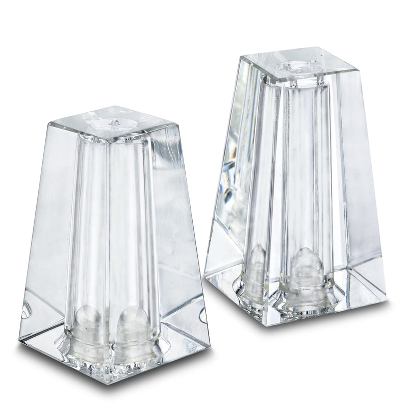 [Australia - AusPower] - Set 2 Mini Crystal Salt & Pepper Shakers Set,Modern Art Glass Kitchenware Ornaments,Essential Dining Table Refillable Tool Creative Housewarming Gift 