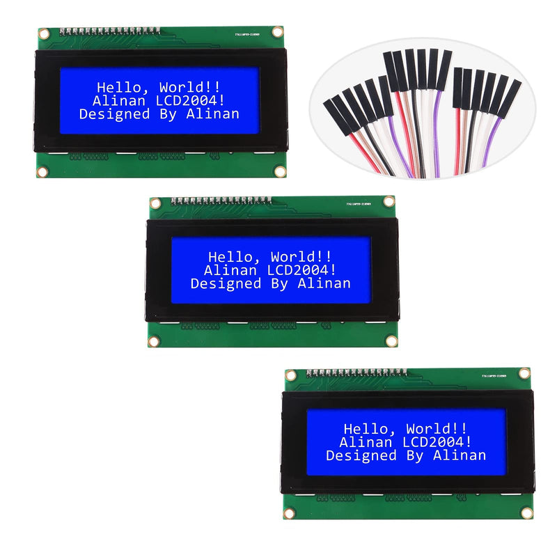 [Australia - AusPower] - Alinan 3pcs 2004 20X4 LCD Display Blue LCD Screen Serial with IIC I2C Adapter LCD 2004 One Size 3 
