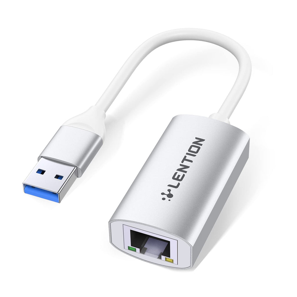 [Australia - AusPower] - LENTION USB 3.0 Type A to Gigabit Ethernet Adapter, 1000M RJ45 Wired LAN Network Converter Compatible with Nintendo Switch, MacBook Pro/Air, Surface, Chromebook, Most Windows Laptops (HU604, Silver) 