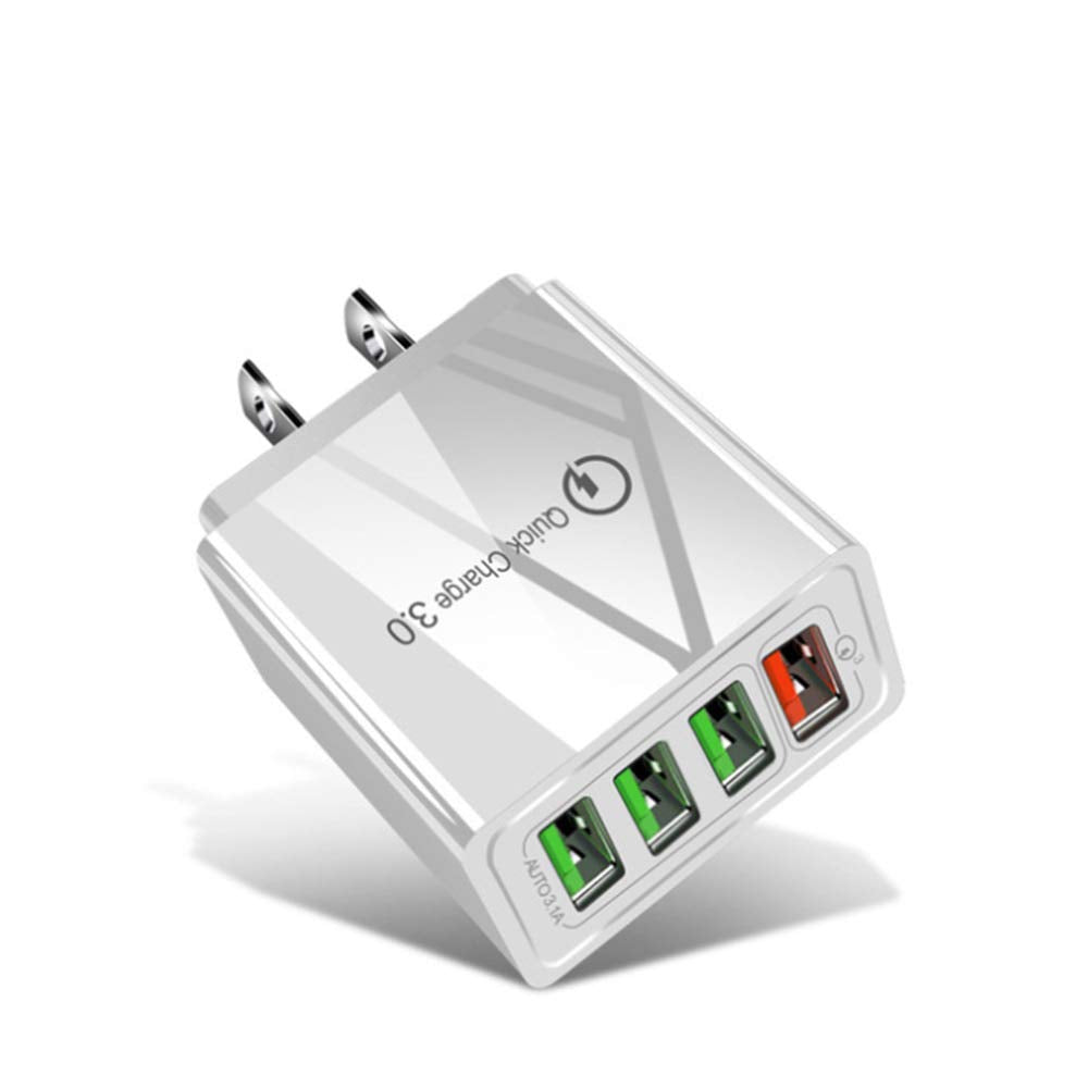 [Australia - AusPower] - Power Adapter Quick Charge 3.0 USB Wall Charger Ylishi QC3.0 4USB Multi-Port 5V/9V/12V Travel Charger (White) White 