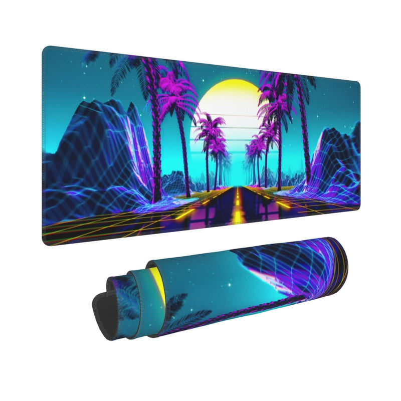 [Australia - AusPower] - Neon Retrowave Gaming Mouse Pad Large XL Desk Mat Long Extended Pads Big Mousepad for Home Office Decor Accessories 31.5 X 11.8 Inch 3 