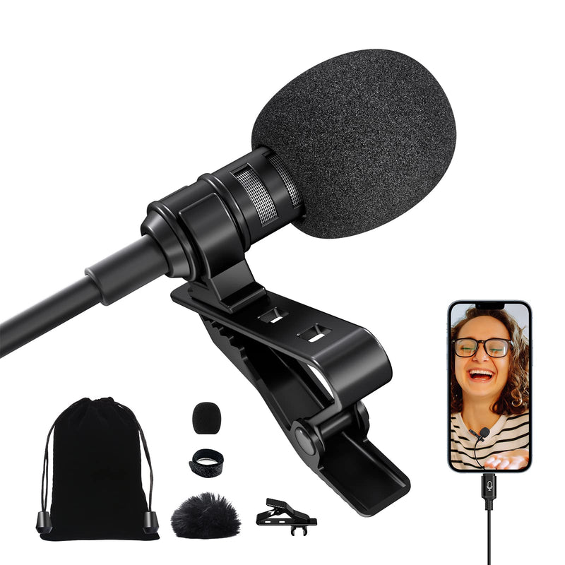 [Australia - AusPower] - Lavalier Microphone for iPhone Lapel Lav Mic for iPhone External Clip-On Wired Little Mic for Video Recording Omni Compact Portable Mic Plug&Play for Youtube Podcast Live Stream Vlogging ASMR (9.84ft) 