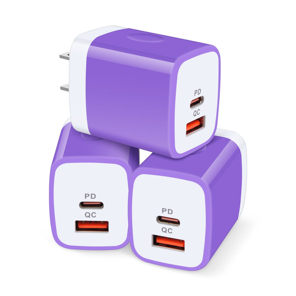 [Australia - AusPower] - USB C Quick Charger, 3Pack 20W PD 3.0 USB C Power Adapter Type C Charging Block Fast Charger Wall Charger for iPhone 13 Pro Max,12 Pro Max,11 Pro,XR,SE,8 7 6 Plus,iPad Pro,Samsung Galaxy S21 S20 Plus 