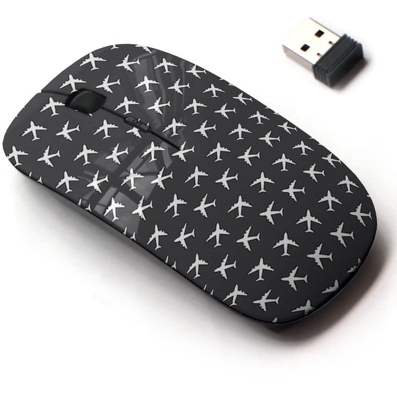 [Australia - AusPower] - 2.4G Wireless Mouse with Cute Pattern Design for All Laptops and Desktops with Nano Receiver - Airplane Commercial Aviation Sign 