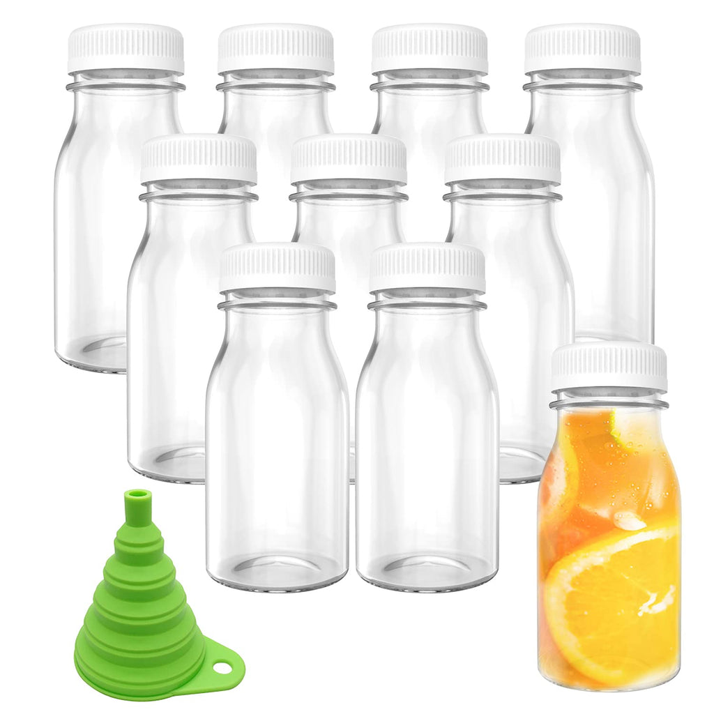 [Australia - AusPower] - 5 OZ Plastic Juice Bottles, Clear Bulk Beverage Containers, for Juice Milk and Homemade Beverages, with White Tamper Evident Lids, Pack of 10 