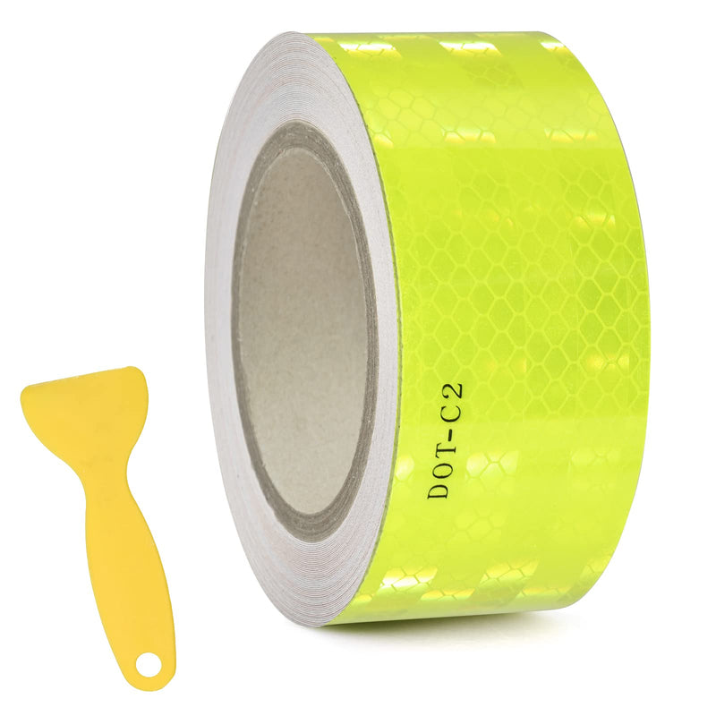 [Australia - AusPower] - RVMATE 2 Inch x 25 Feet DOT Trailer Reflective Tape, Waterproof Highly Visible, Fluorescent Yellow Green, Reflective Tape for School Bus, Trailers, Outdoor Cars, Trucks 25FT 