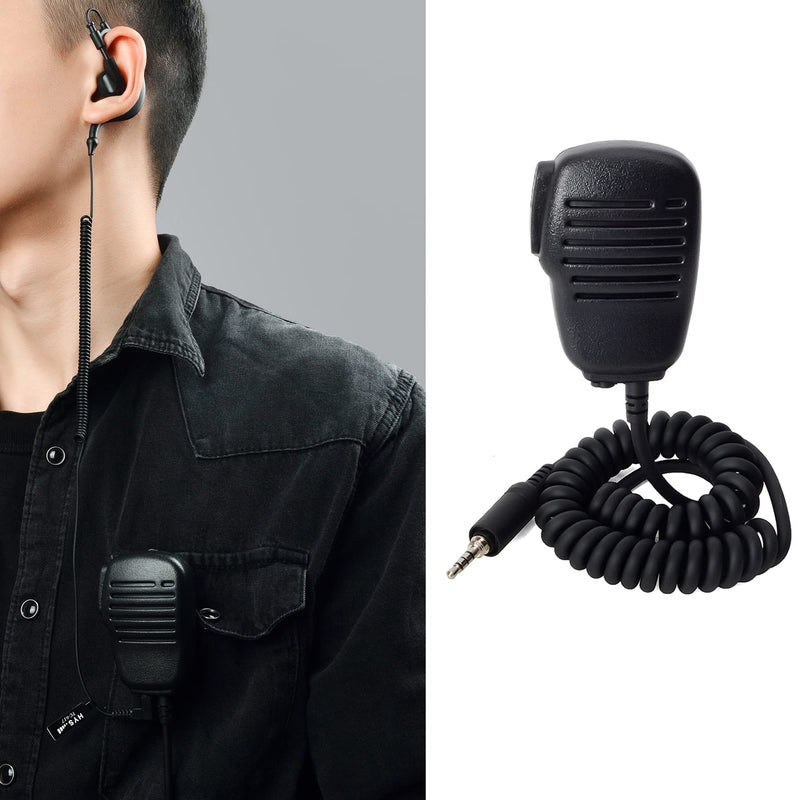 [Australia - AusPower] - HYS Low Profile Speaker Microphone IP 54 Shoulder Speaker Mic with Durable Outer Casing (3.5mm S/P 4C Thread) Jack with G Shape Soft Ear Hook Listen Only Earpiece 